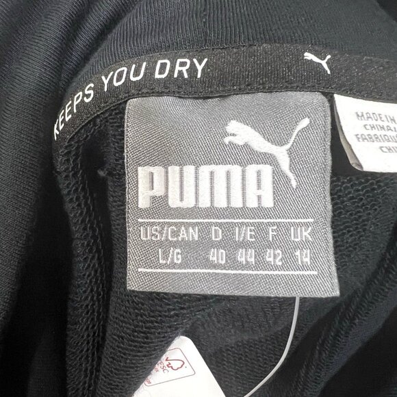 Puma Women’s Hoodie L Black Pullover Metallic Ash Logo New With Tags Casual Fit - Picture 3 of 14